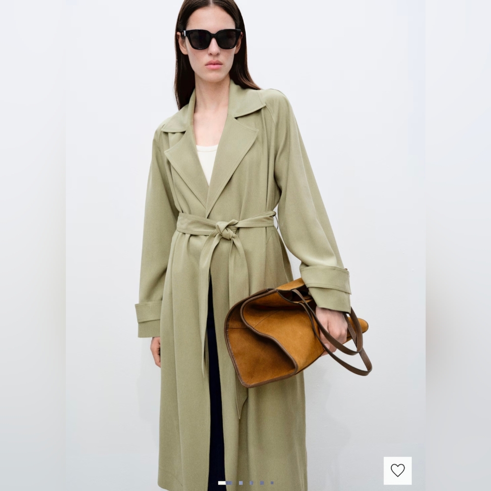 Light Olive Trench Coat with Belt - Women